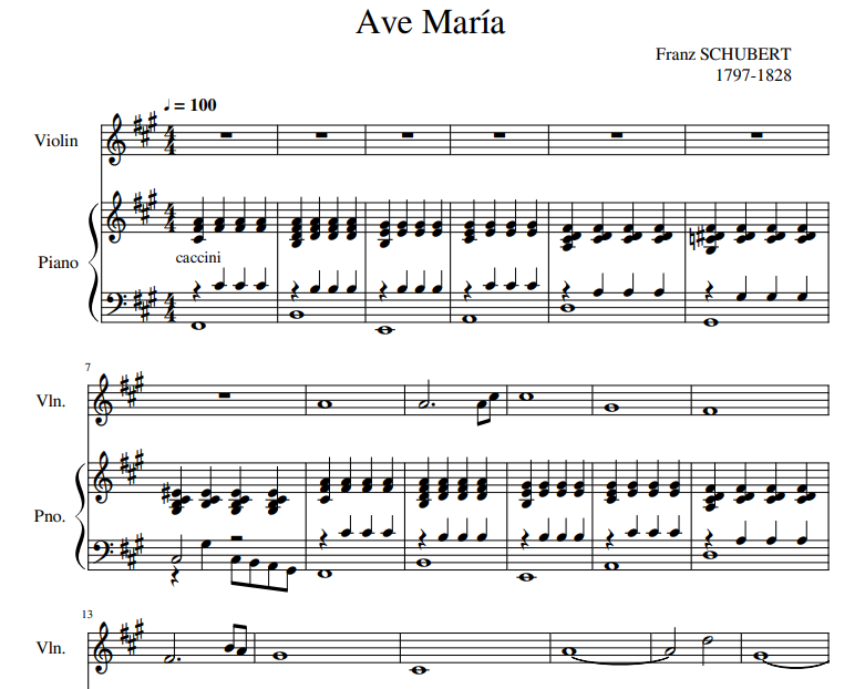 Franz Schubert - Ave María sheet music for violin and piano